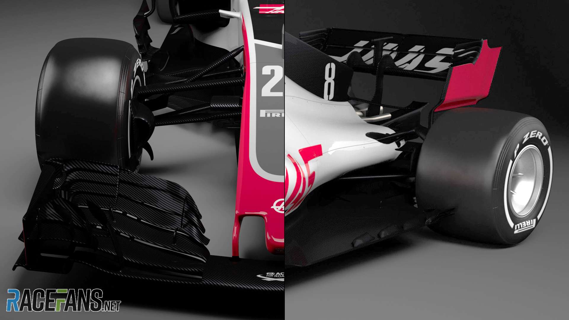Haas VF-18 front and rear suspension